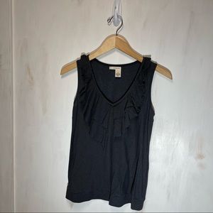 DKNY Jeans Ruffle Tamk Top Grey Striped